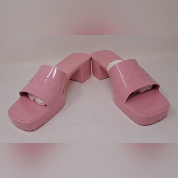 Gucci Women's Jelly Platform Sandals Slides Wild Rose Pink Rubber Size 36 / 6 US - Picture 8 of 16